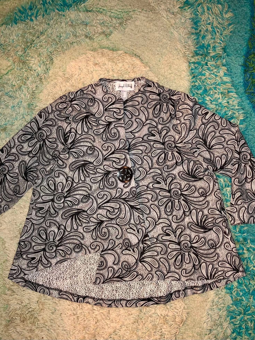 Joseph Ribkoff sheer embroidered lace/mesh jacket Size 10